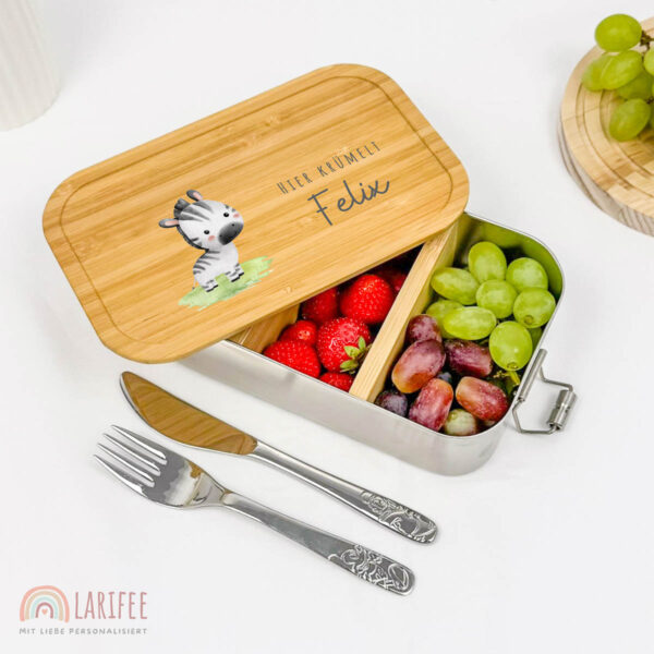 Brotdose personalisiert mit Name Zebra