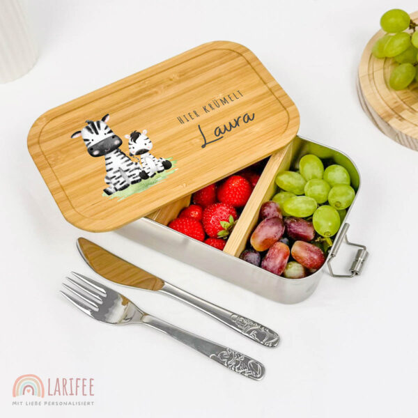 Brotdose personalisiert mit Name Zebras