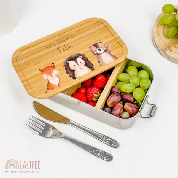 Brotdose personalisiert mit Name Wald Tiere
