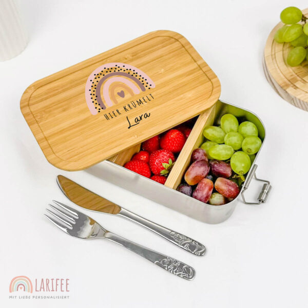 Brotdose personalisiert mit Name Regenbogen