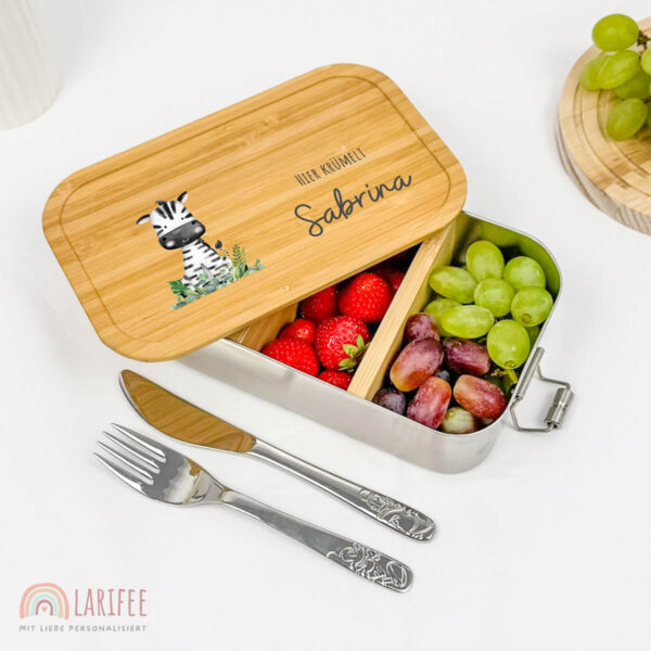 Brotdose personalisiert mit Name Zebra