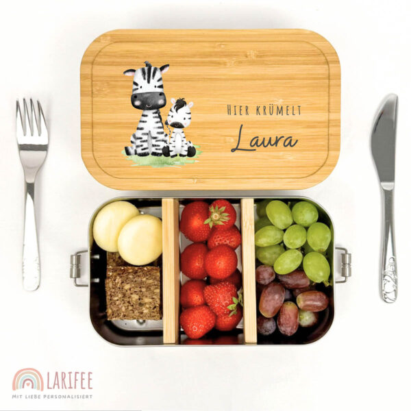 Brotdose personalisiert mit Name Zebras – Bild 2