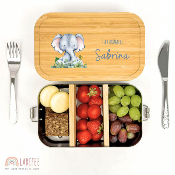Brotdose personalisiert mit Name Elefant – Bild 2