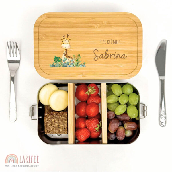 Brotdose personalisiert mit Name Giraffe – Bild 2
