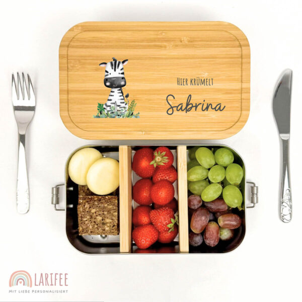 Brotdose personalisiert mit Name Zebra – Bild 2