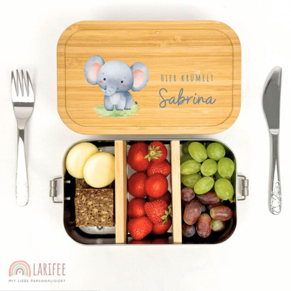 Brotdose personalisiert mit Name Elefant – Bild 2