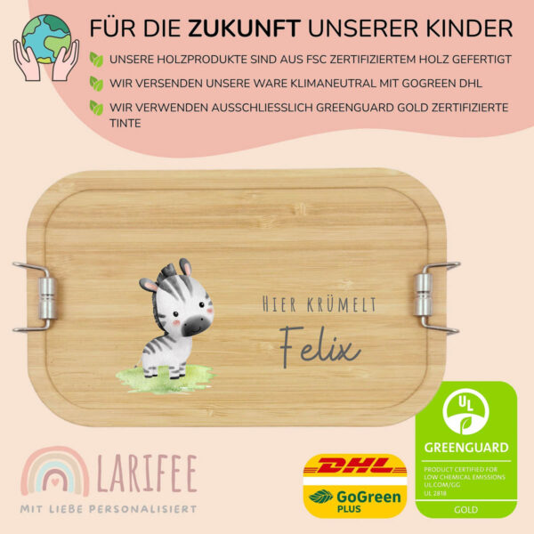 Brotdose personalisiert mit Name Zebra – Bild 3