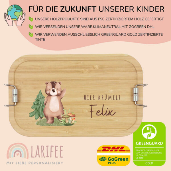 Brotdose personalisiert mit Name Bär – Bild 3