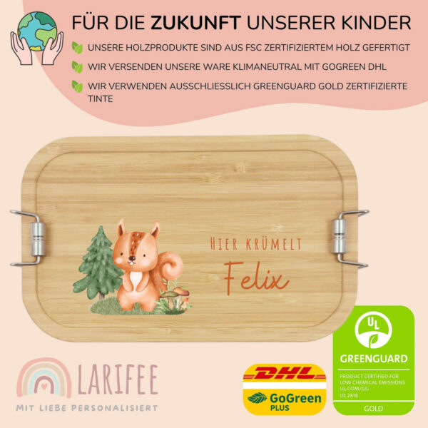 Brotdose personalisiert mit Name Eichhörnchen – Bild 3