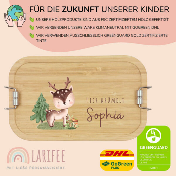 Brotdose personalisiert mit Name Reh – Bild 3