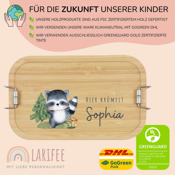 Brotdose personalisiert mit Name Waschbär – Bild 3