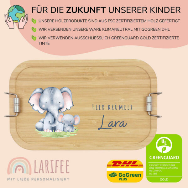 Brotdose personalisiert mit Name Elefanten – Bild 3