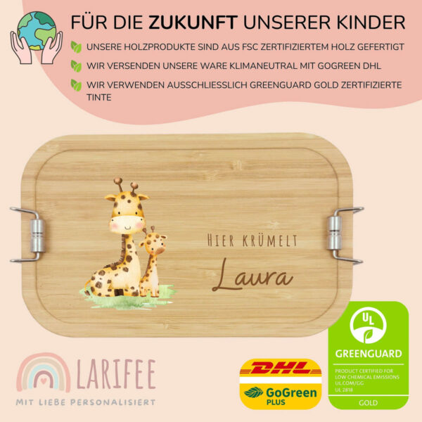 Brotdose personalisiert mit Name Giraffen – Bild 3