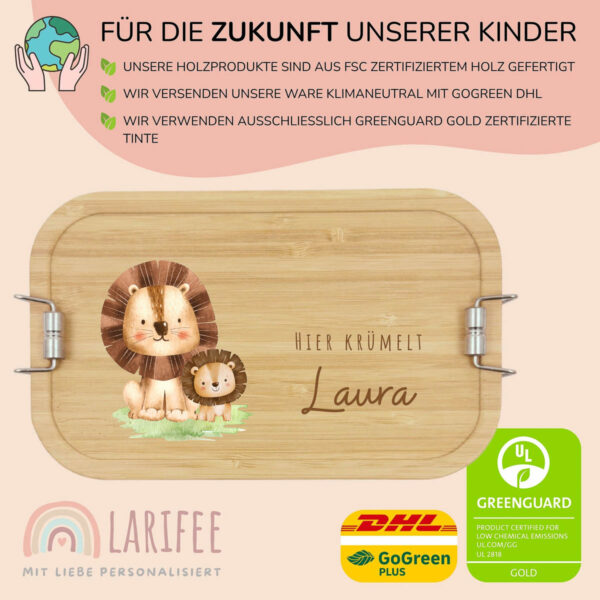 Brotdose personalisiert mit Name Löwen – Bild 3