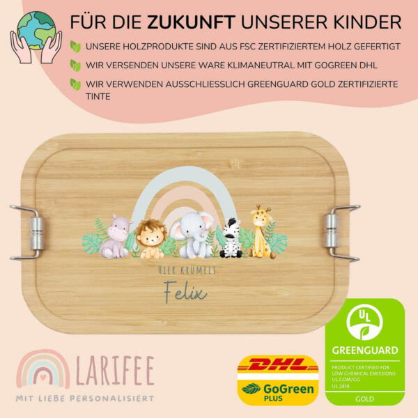 Brotdose personalisiert mit Name Safari Tiere – Bild 3