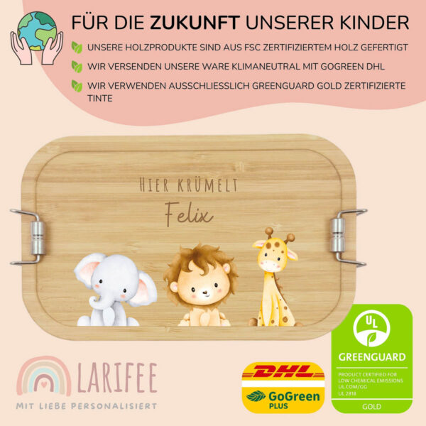 Brotdose personalisiert mit Name Safari Tiere – Bild 3