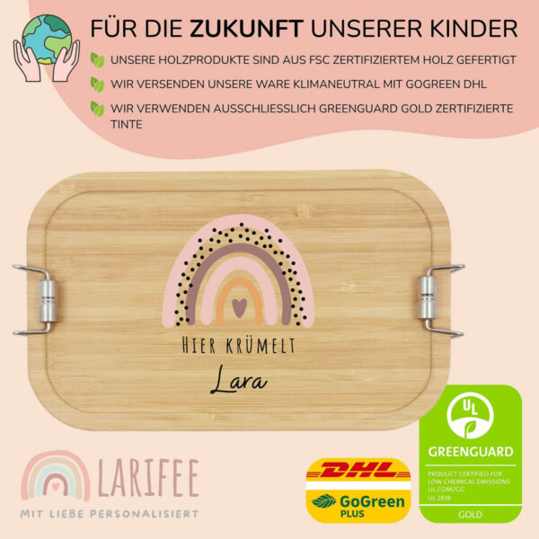 Brotdose personalisiert mit Name Regenbogen – Bild 3