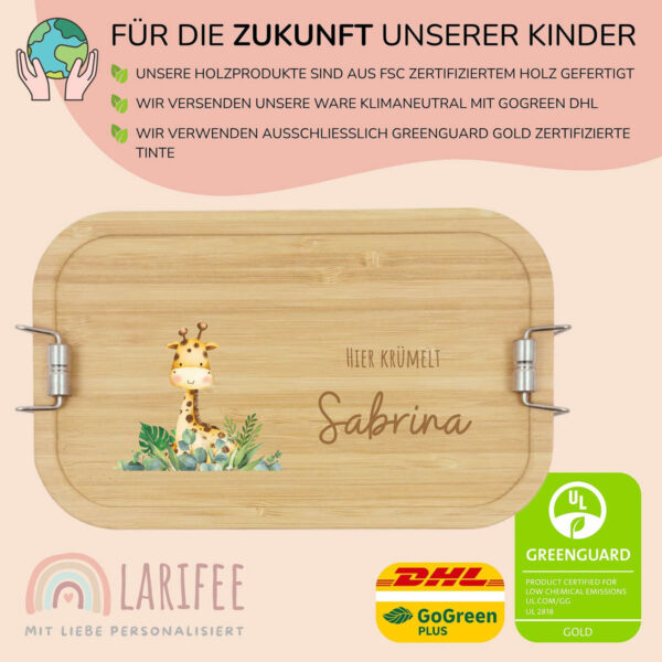 Brotdose personalisiert mit Name Giraffe – Bild 3