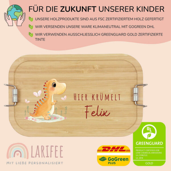 Brotdose personalisiert mit Name Dino – Bild 3