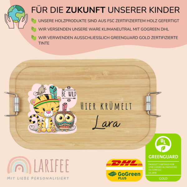 Brotdose personalisiert mit Name Tiger & Eule – Bild 3