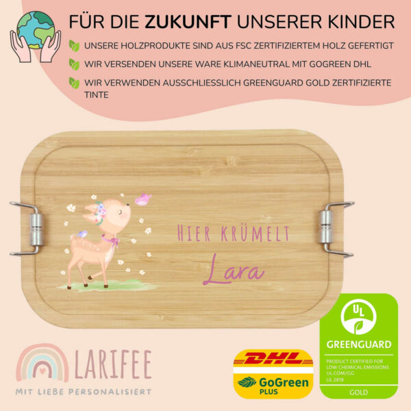 Brotdose personalisiert mit Name Reh – Bild 3