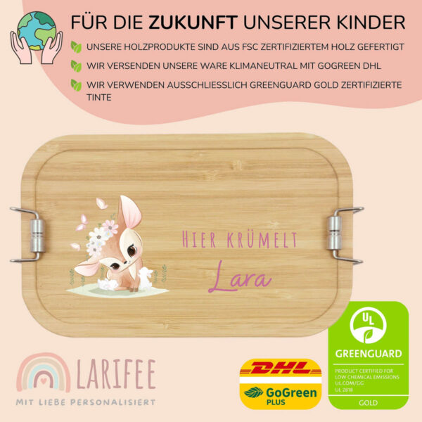Brotdose personalisiert mit Name Reh – Bild 3