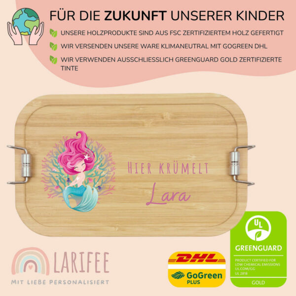 Brotdose personalisiert mit Name Meerjungfrau – Bild 3