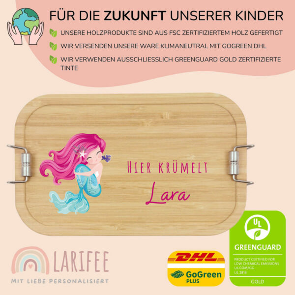 Brotdose personalisiert mit Name Meerjungfrau – Bild 3