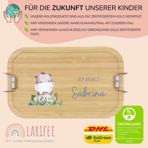 Brotdose personalisiert mit Name Nilpferd – Bild 3