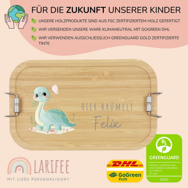 Brotdose personalisiert mit Name Langhals Dino – Bild 3