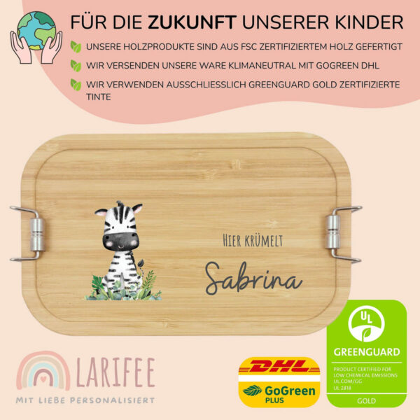 Brotdose personalisiert mit Name Zebra – Bild 3