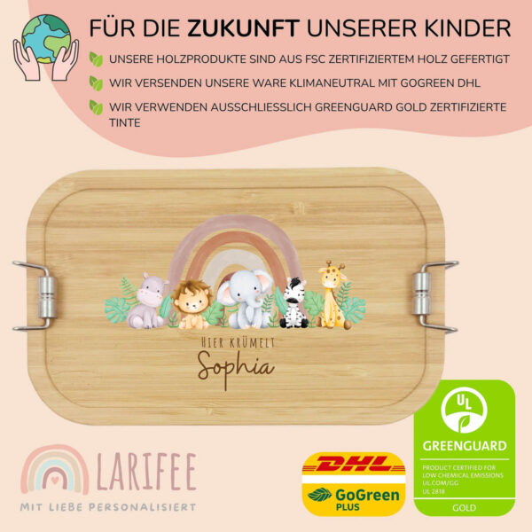 Brotdose personalisiert mit Name Safarie Tiere – Bild 3