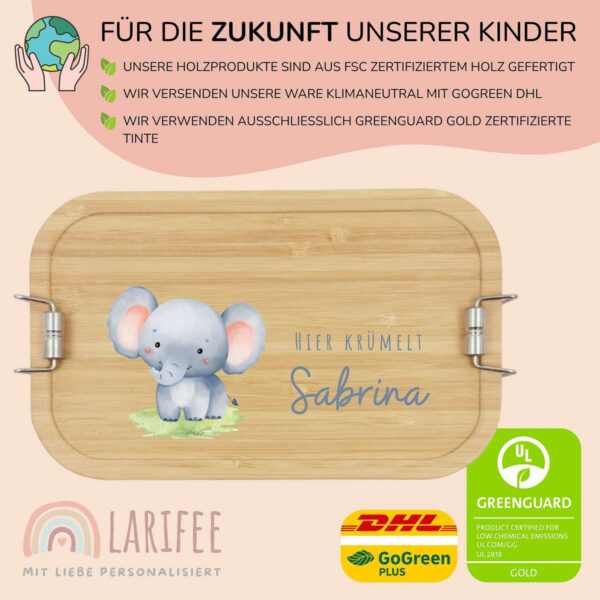 Brotdose personalisiert mit Name Elefant – Bild 3