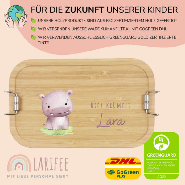 Brotdose personalisiert mit Name Nilpferd – Bild 3