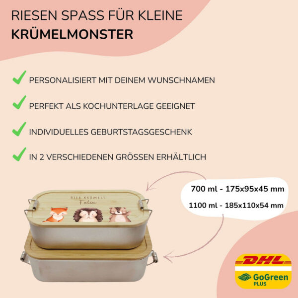 Brotdose personalisiert mit Name Wald Tiere – Bild 5
