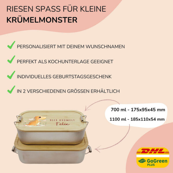 Brotdose personalisiert mit Name Dino – Bild 5
