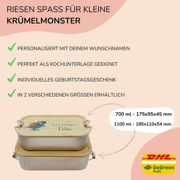 Brotdose personalisiert mit Name Dino – Bild 5