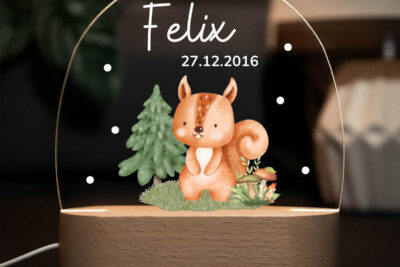 Nachtlicht Kinder & Baby personalisiert - Eichhörnchen