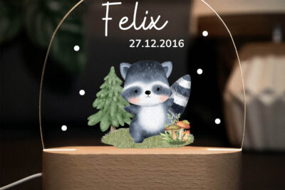 Nachtlicht Kinder & Baby personalisiert - Waschbär