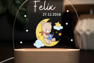 Nachtlicht Kinder & Baby personalisiert - Bär auf Mond