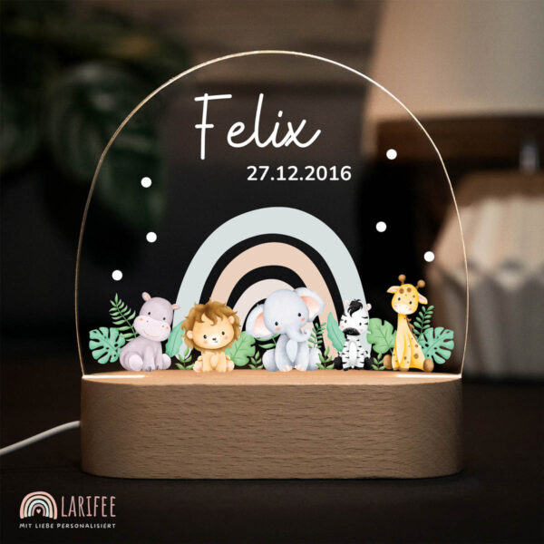 Nachtlicht mit Design - 5 Safari Baby Tiere