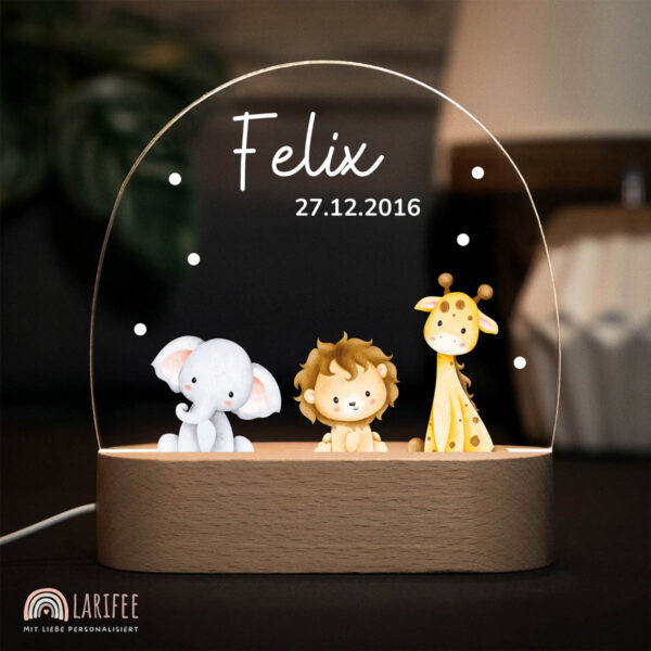 Nachtlicht mit Design - Safari Baby Tiere