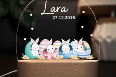 Nachtlicht Kinder & Baby personalisiert - Ostereier mi Hasen