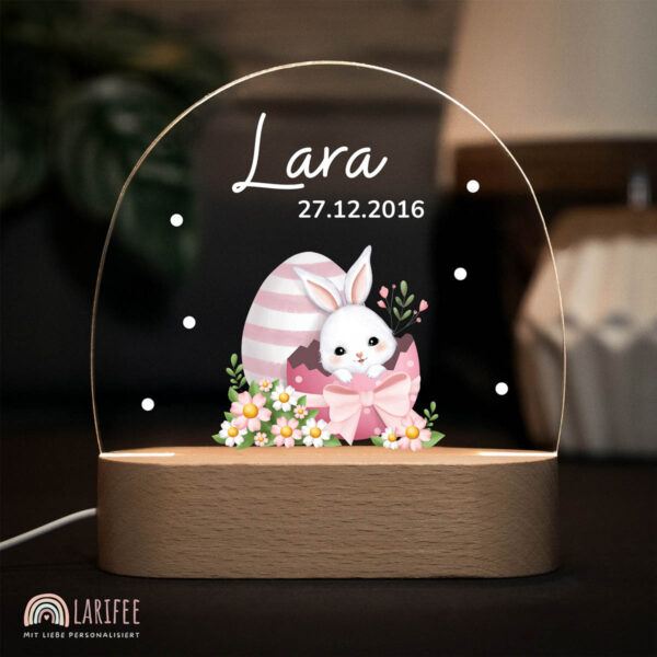 Nachtlicht mit Design - Osterei mit Hase Pink