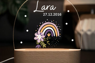Nachtlicht Kinder & Baby personalisiert - Regenbogen Blumen
