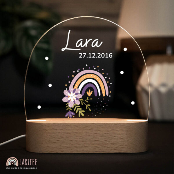 Nachtlicht mit Design - Regenbogen Blumen