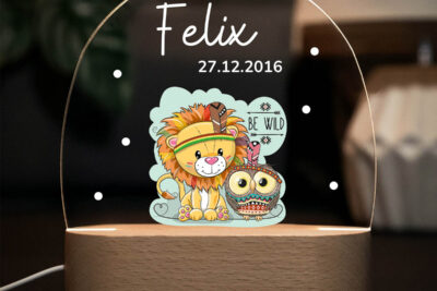 Nachtlicht Kinder & Baby personalisiert - Löwe & eule & Eule