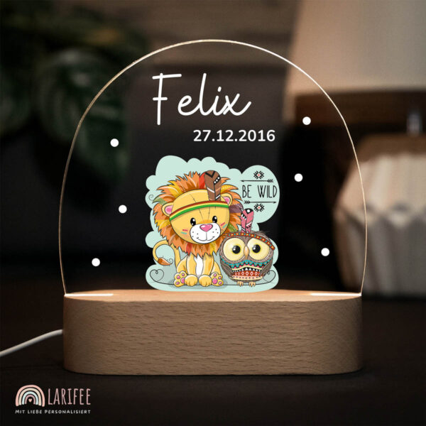 Nachtlicht mit Design - Löwe & eule & Eule