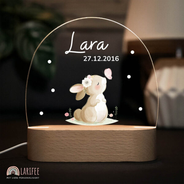 Nachtlicht mit Design - Hase mit Schmetterling