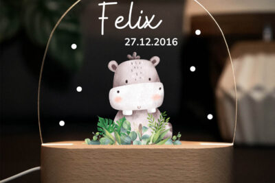 Nachtlicht Kinder & Baby personalisiert - Nilpferd
